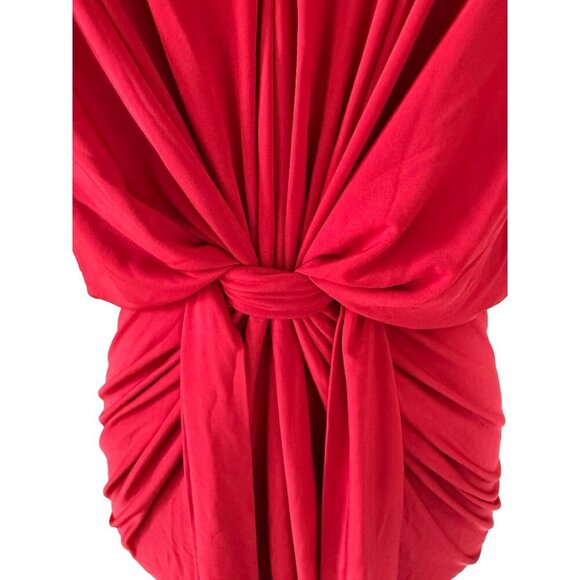 NWT Misa Los Angeles Domino Bodycon Mini Dress Red V-Neck Racerback Draping Sz M - Picture 6 of 10